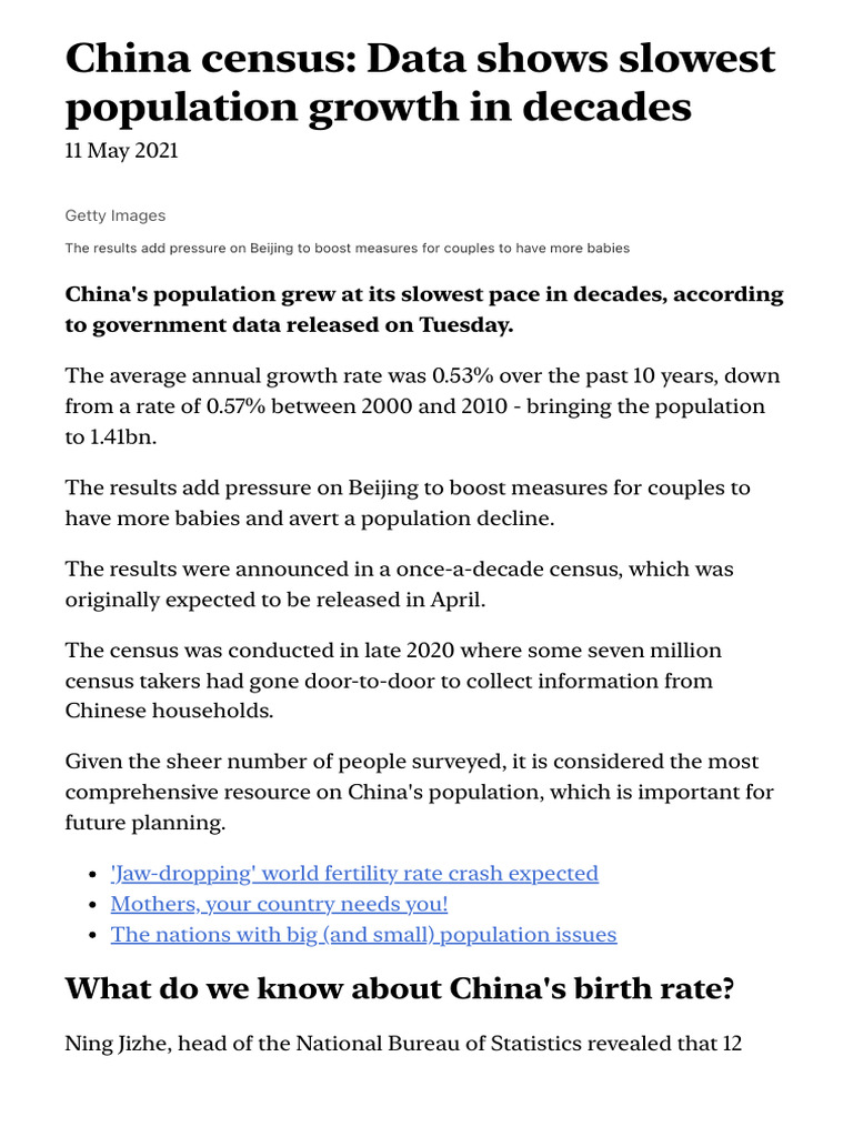China Population | PDF | Birth Rate | China