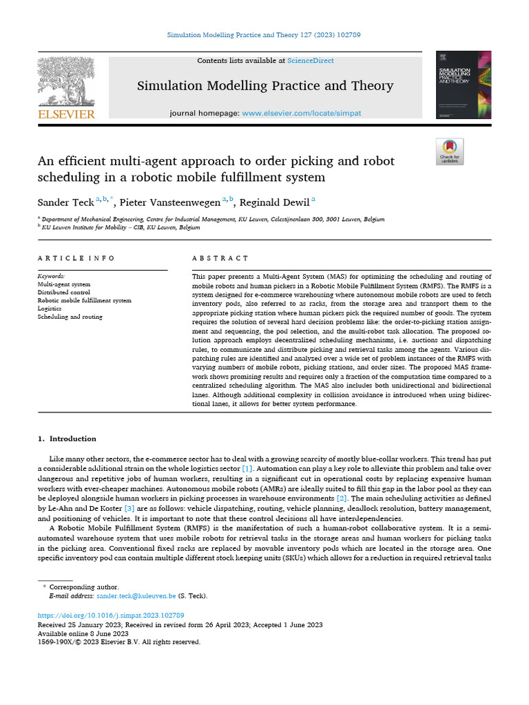 Multi-Agent System for Robot Scheduling | PDF | Auction | Mathematical ...