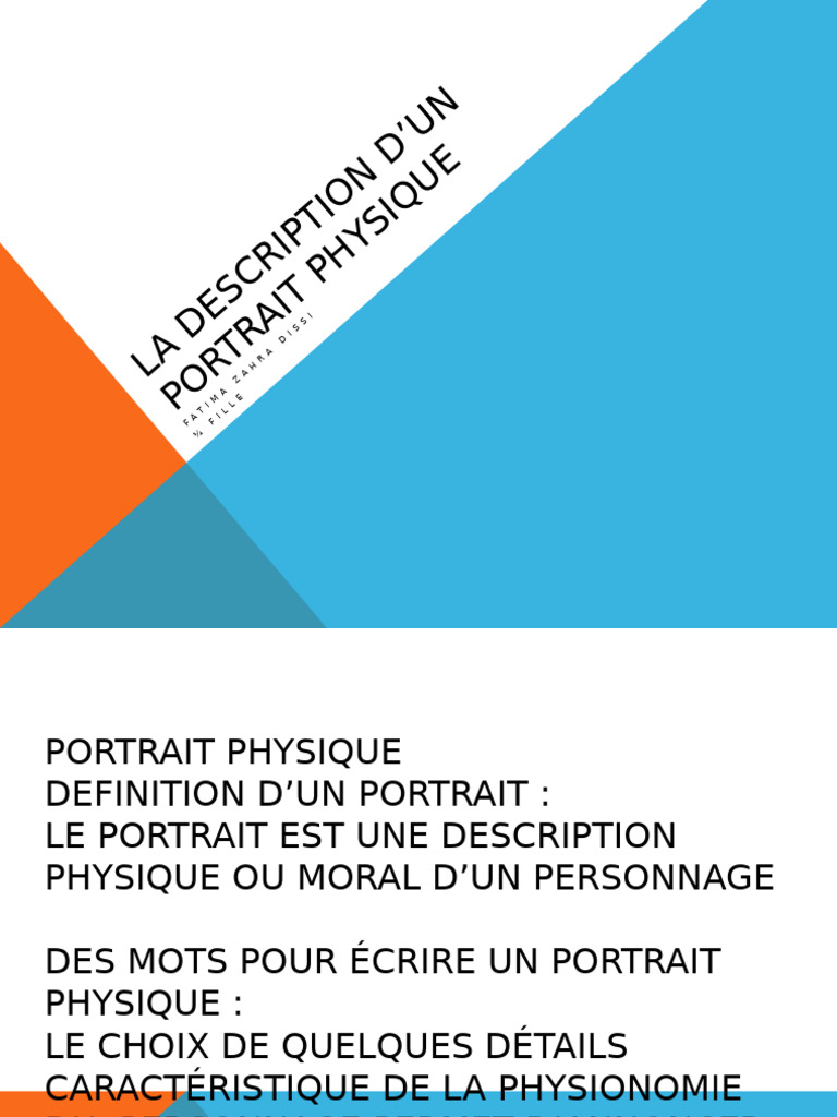 Définition du portrait physique | PDF | Visage | Anatomie humaine