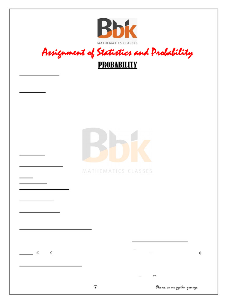 Assignment of Statistics and Probability | PDF | Probability | Sampling ...