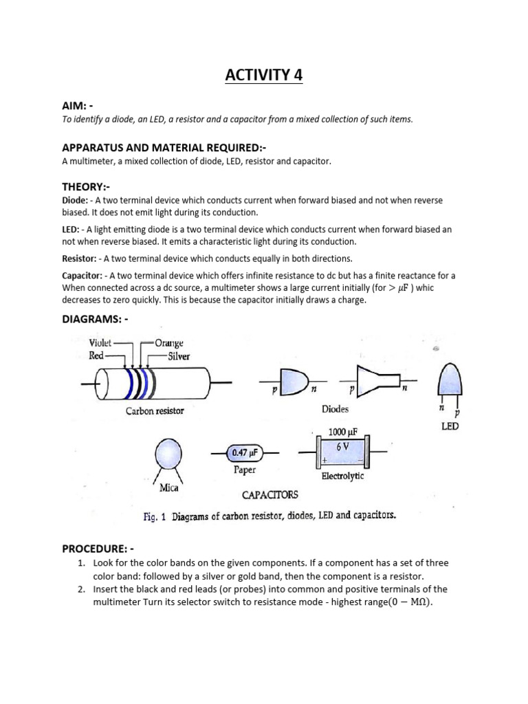 Identify Diode, LED, Resistor, Capacitor | PDF | Capacitor | Electrical ...