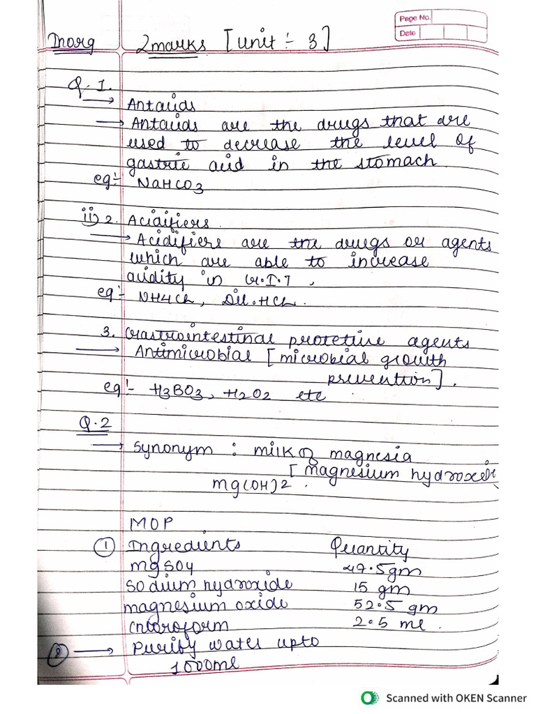 Inorg 2Mks Unit 3 N 5 | PDF