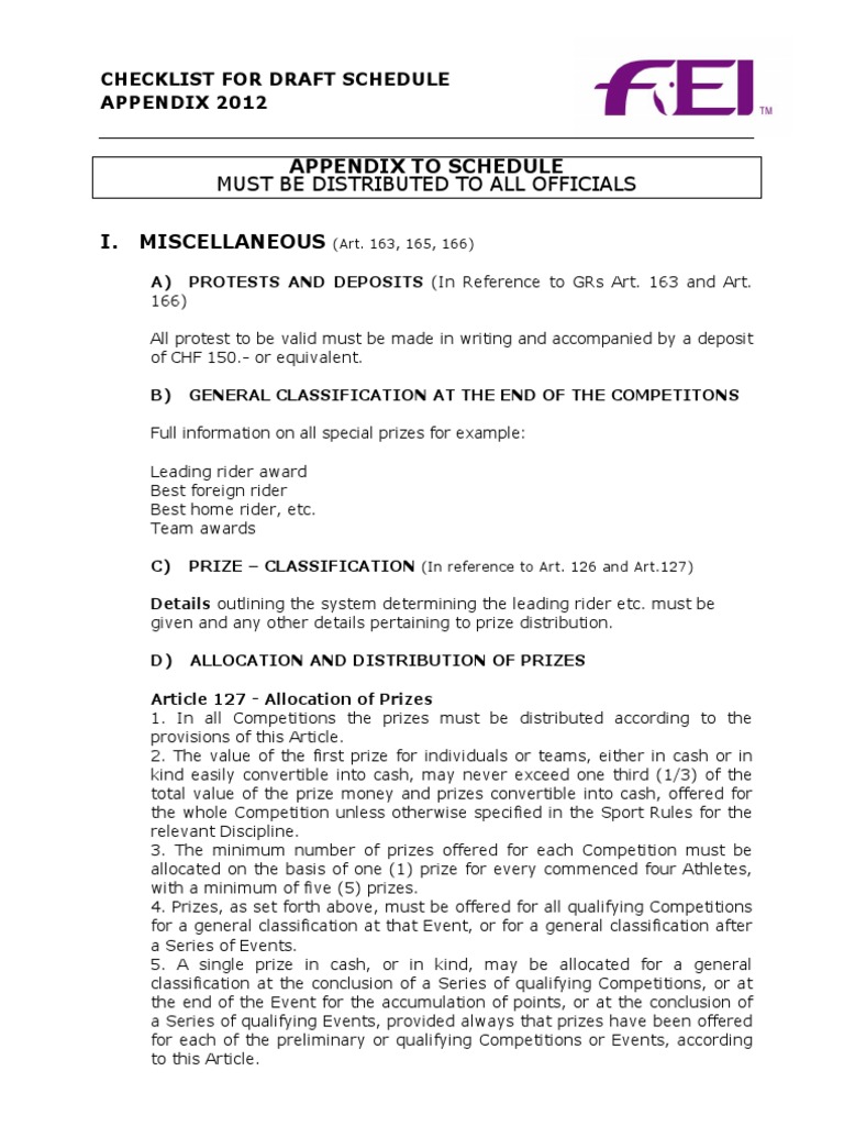 Appendix To Schedule: Must Be Distributed To All Officials | PDF ...