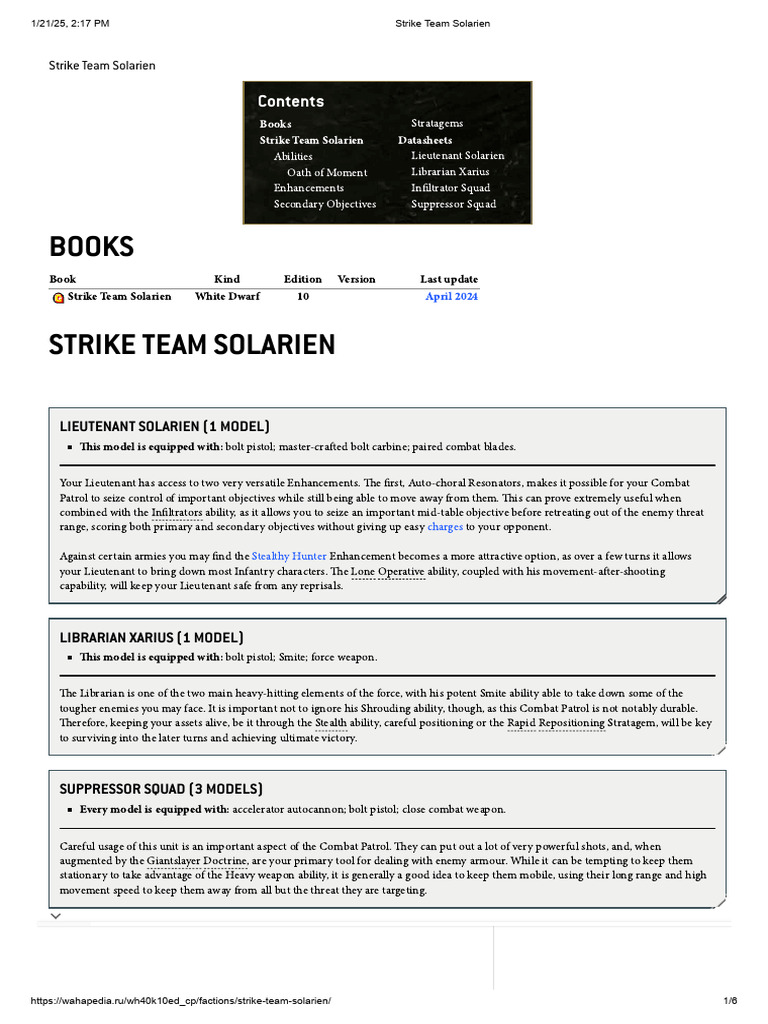 Strike Team Solarien | PDF | Infantry | Battles