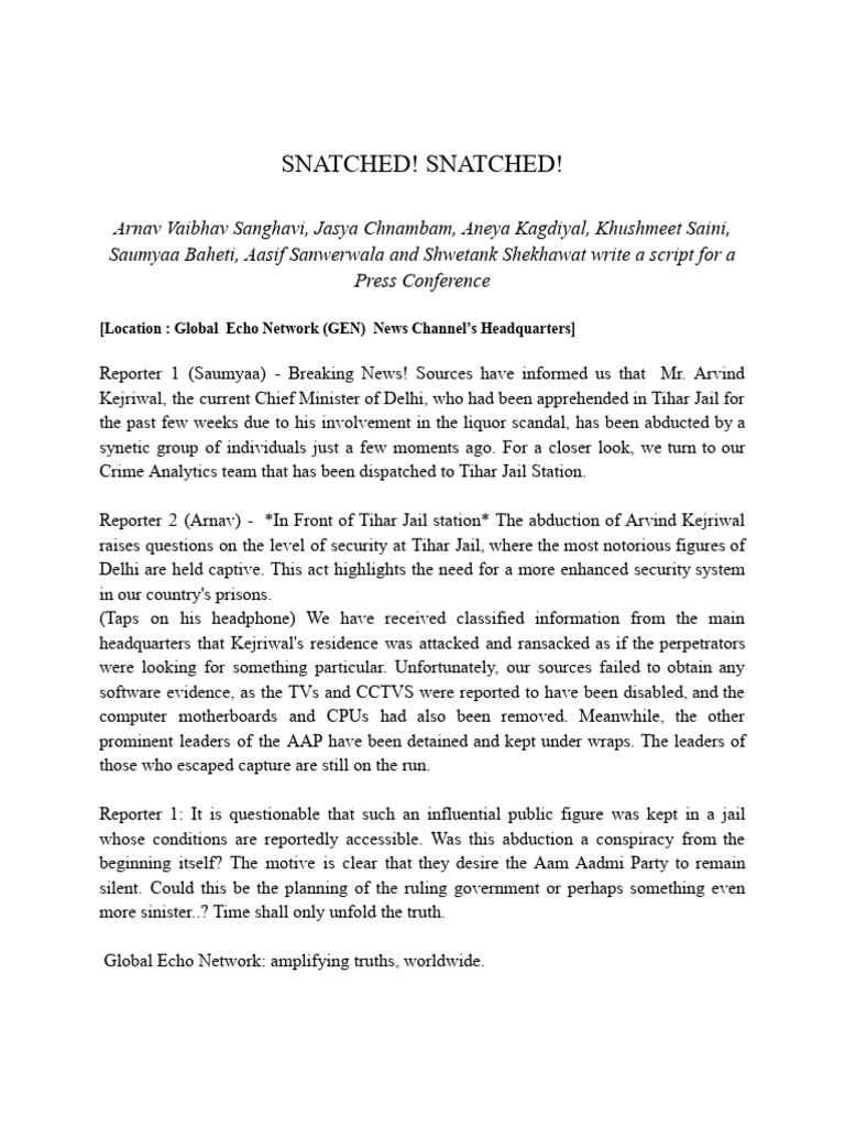 Arvind Kejriwal Abduction Press Conference | PDF