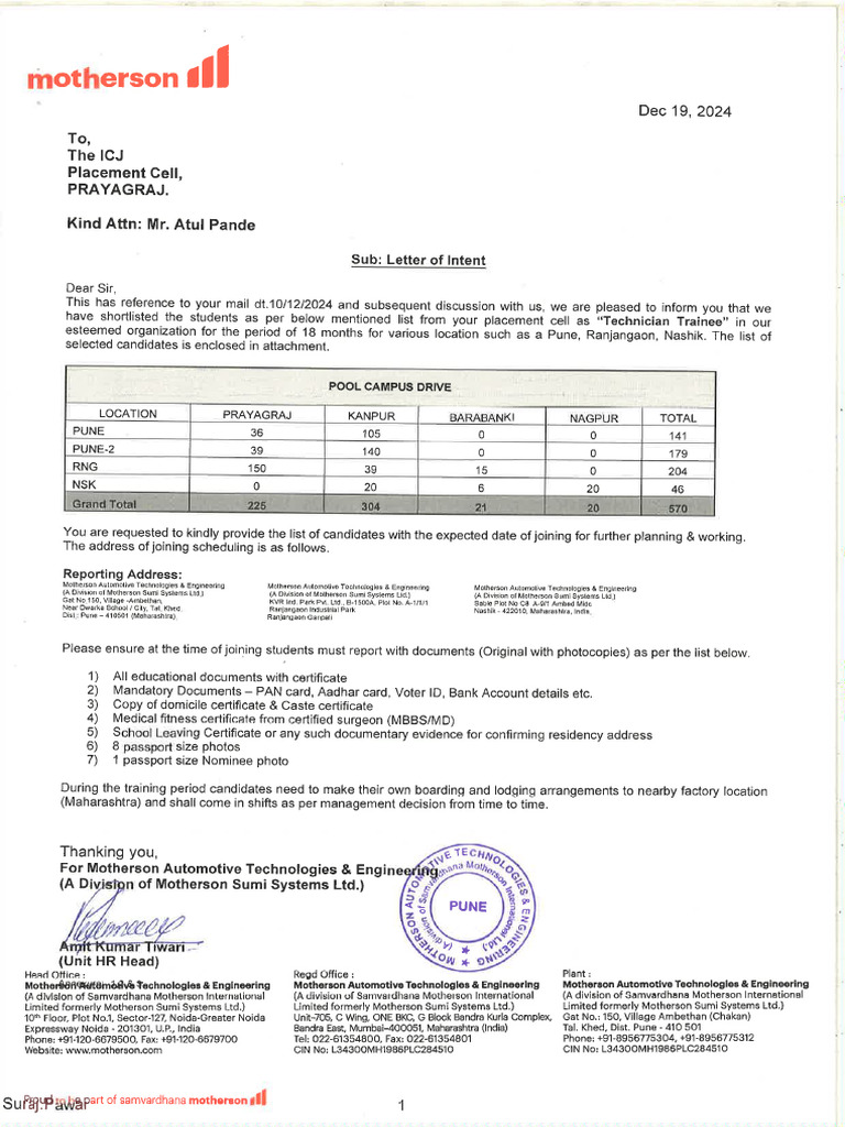 MATE - Letter of Intent | PDF