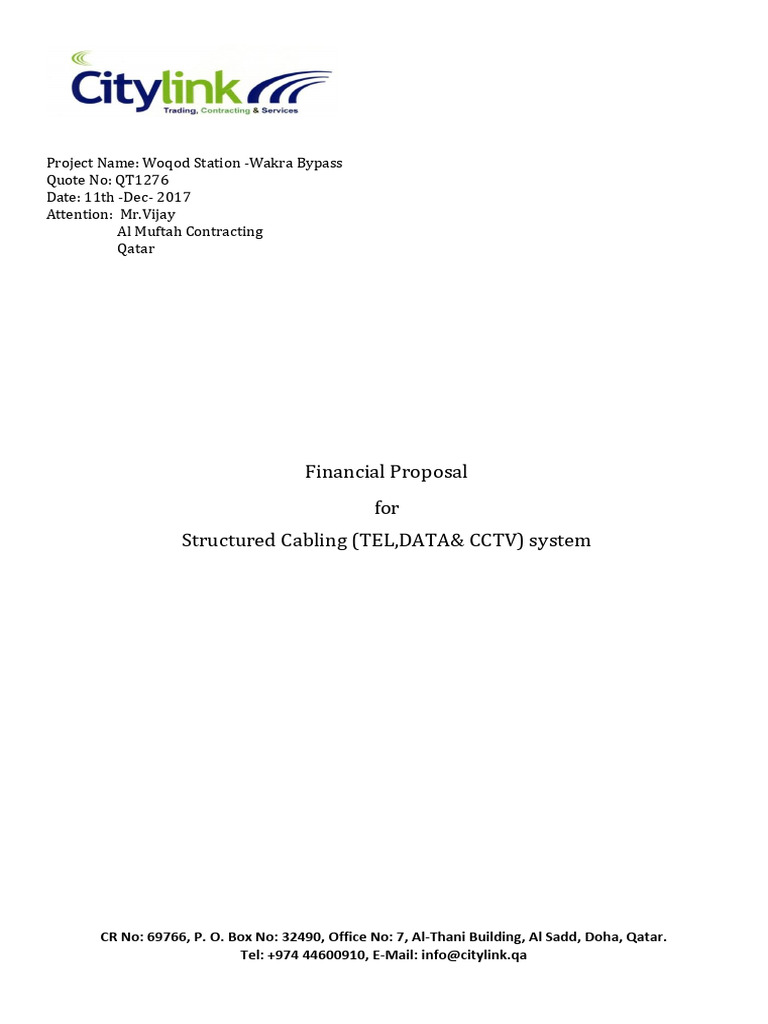 Structured Cabling Proposal for Woqod Station | PDF ...