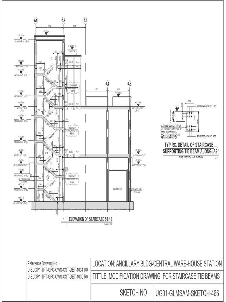 Staircase Tie Beam Modification Drawing | PDF