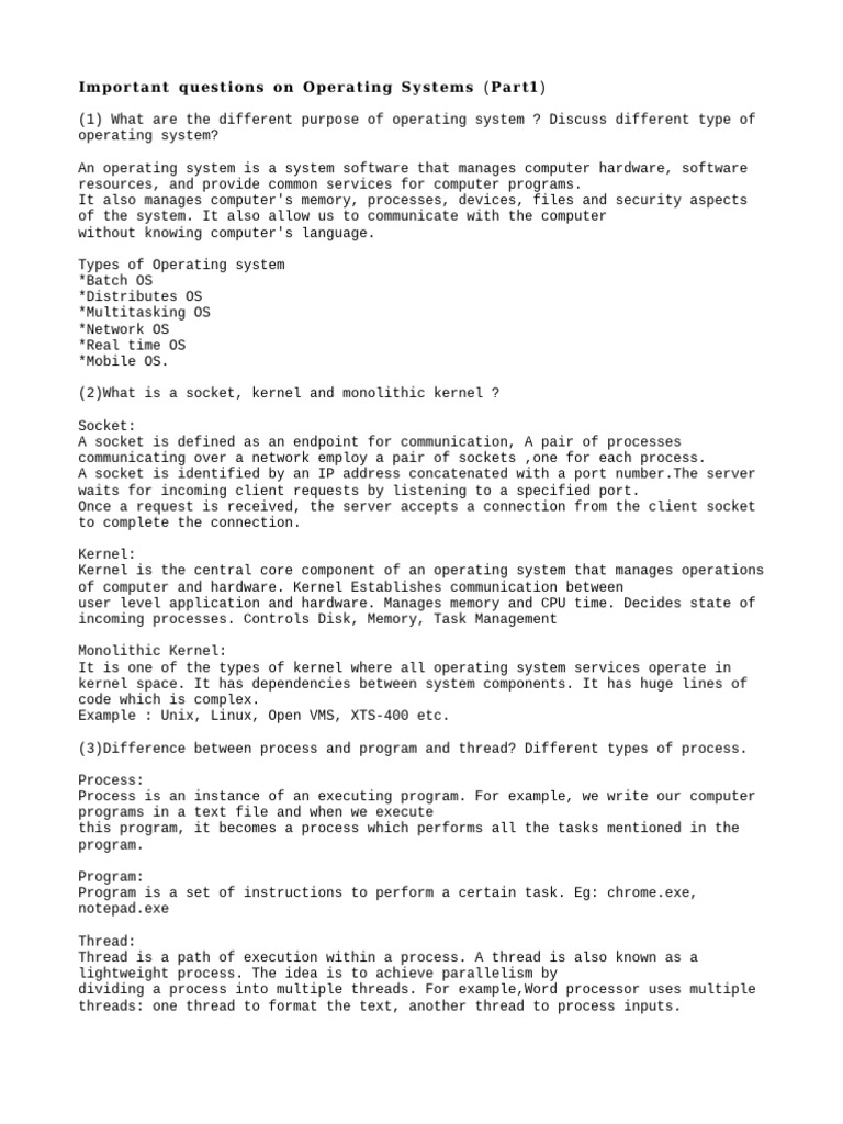 Key Concepts of Operating Systems | PDF | Process (Computing ...
