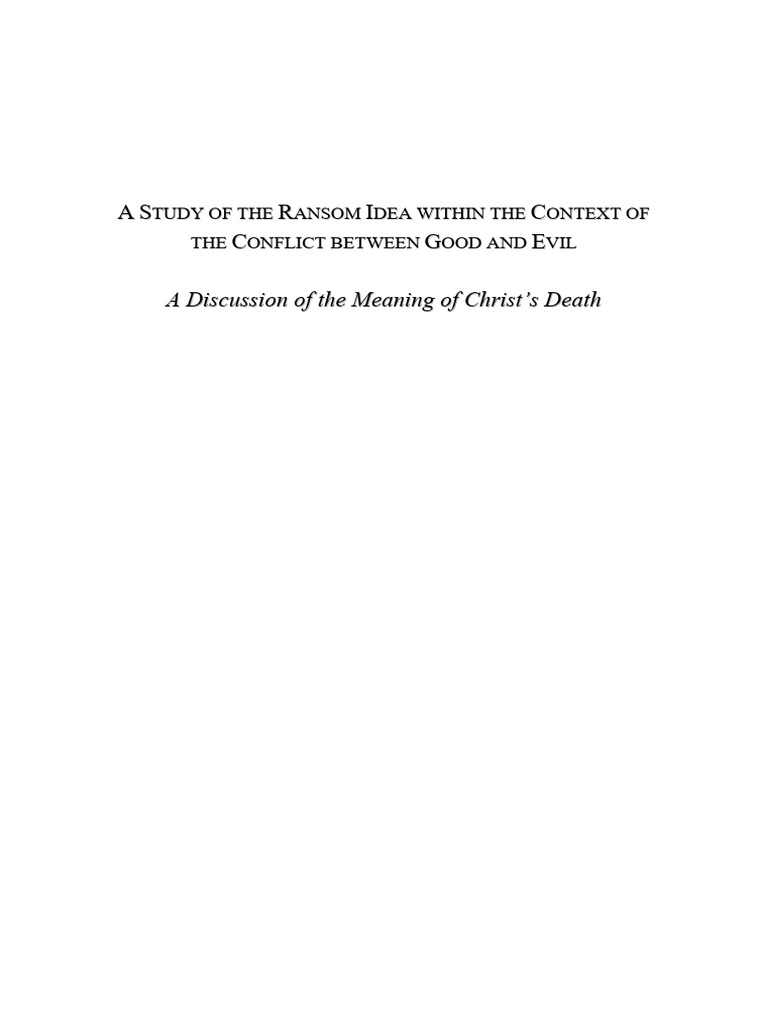 A Study of The Ransom Idea Within The Co | PDF | Satan | Salvation