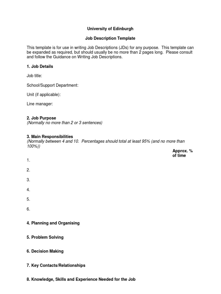 Job Description Template for Universities | PDF | Career & Growth