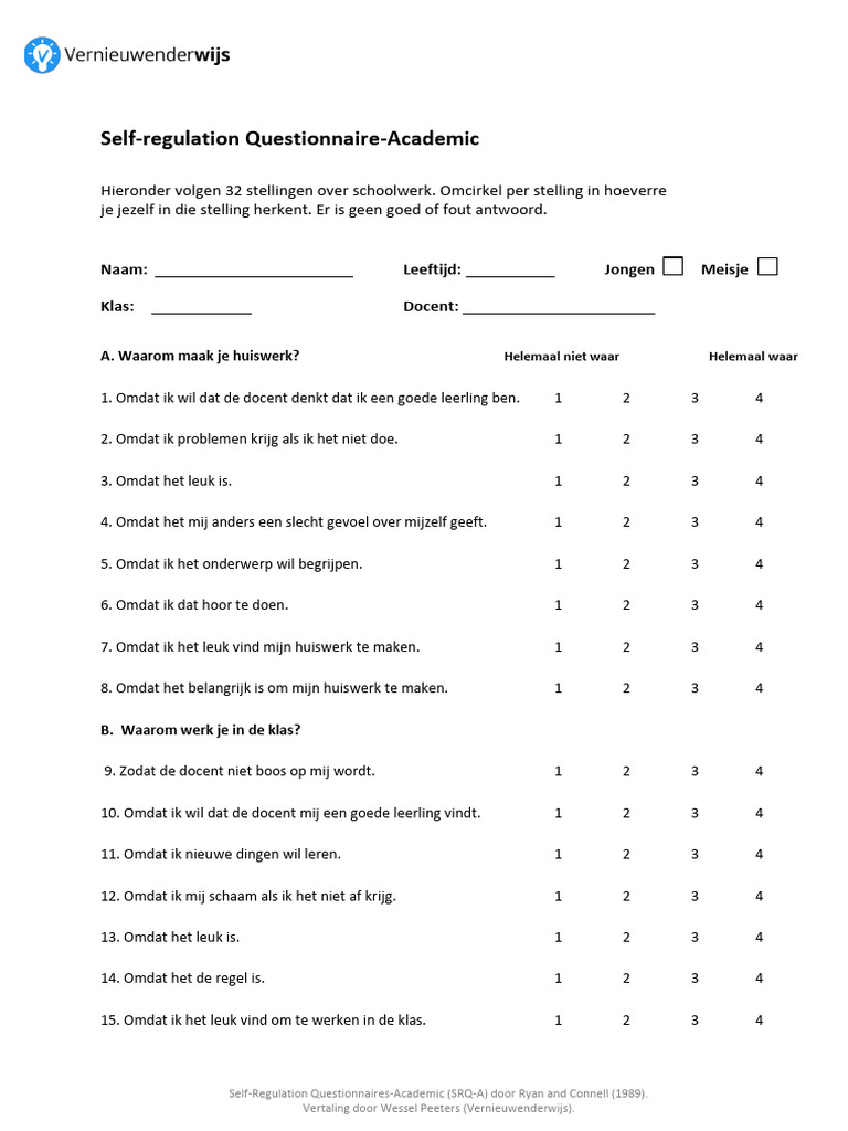 SRQ-A (2018) Nederlands | PDF