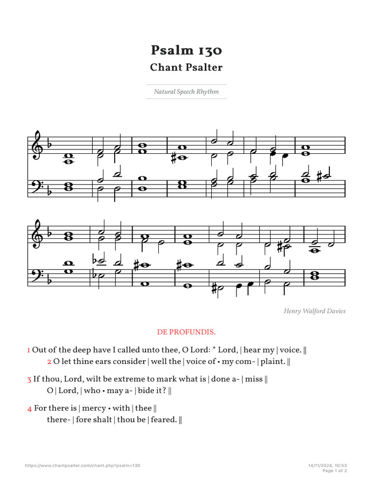 Psalm 130: De Profundis Chant | PDF