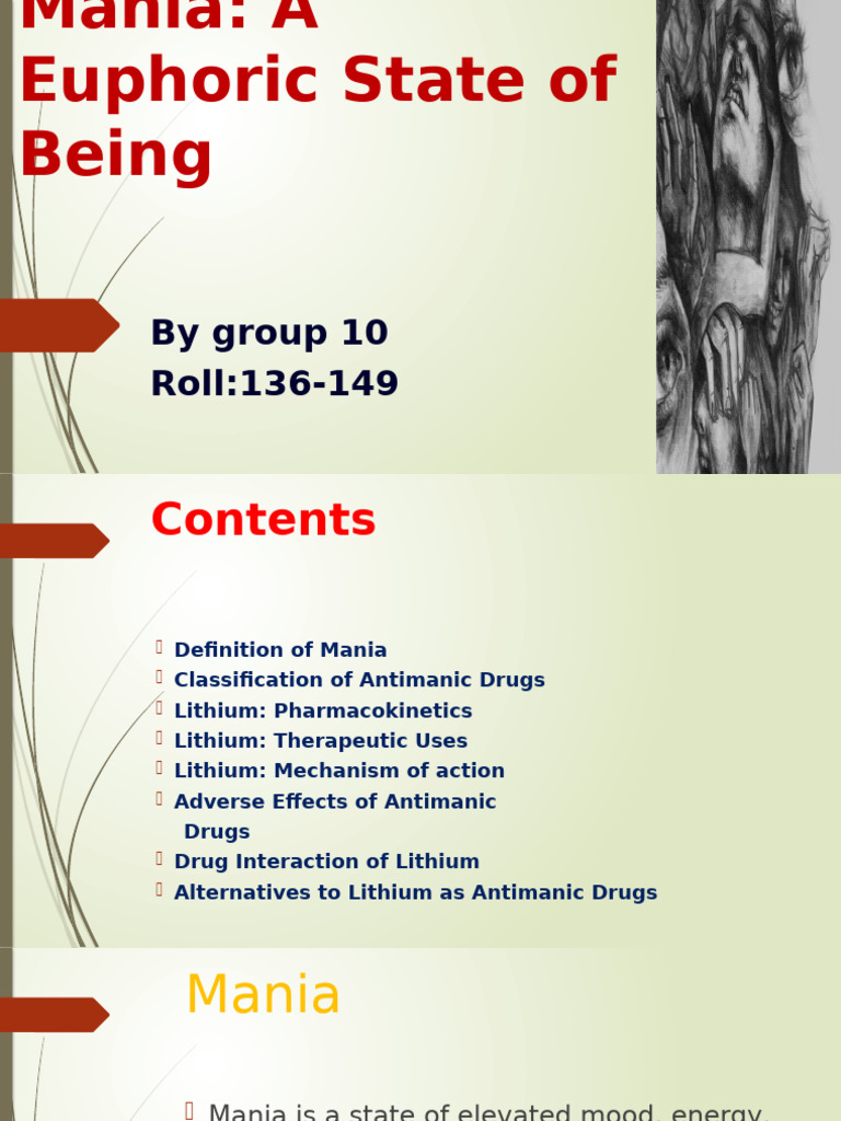 Classification of Antimanic Drugs | PDF | Mania | Bipolar Disorder