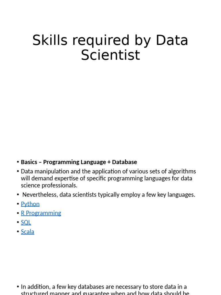 Essential Skills for Data Scientists | PDF | Statistics | Sas (Software)
