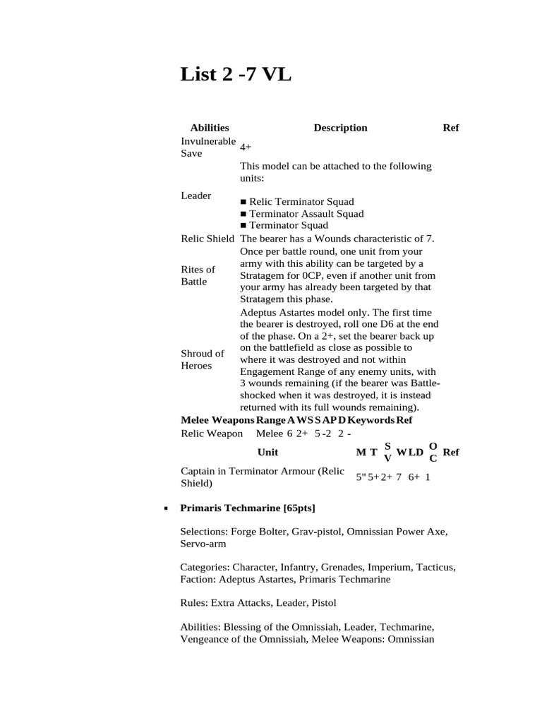 Astartes Unit Abilities and Weapons Guide | PDF | Infantry | Military