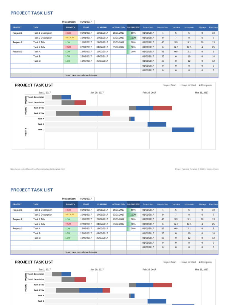 Project Task List Template Excel | PDF