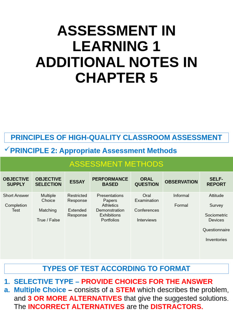 High-Quality Classroom Assessment Methods | PDF | Validity (Statistics ...