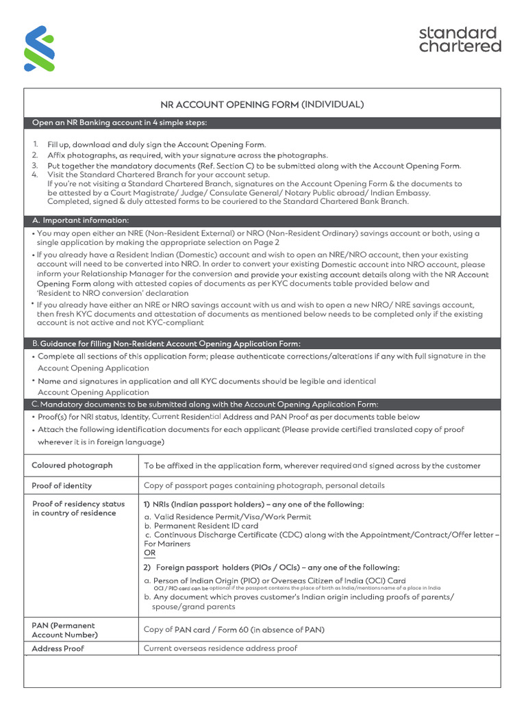 NR Account Opening Form-September - 2023 | PDF | Banks | Credit Card