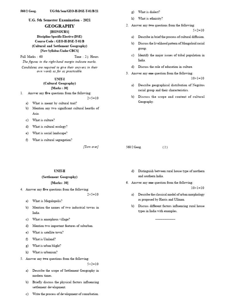 DSE Geography Overview | PDF