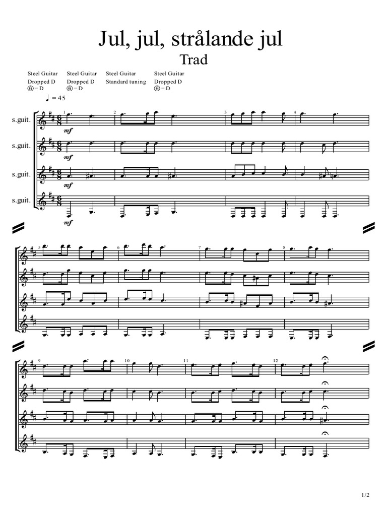 Jul, Jul Strålande Jul Chords | PDF | Music Theory | Chordophones