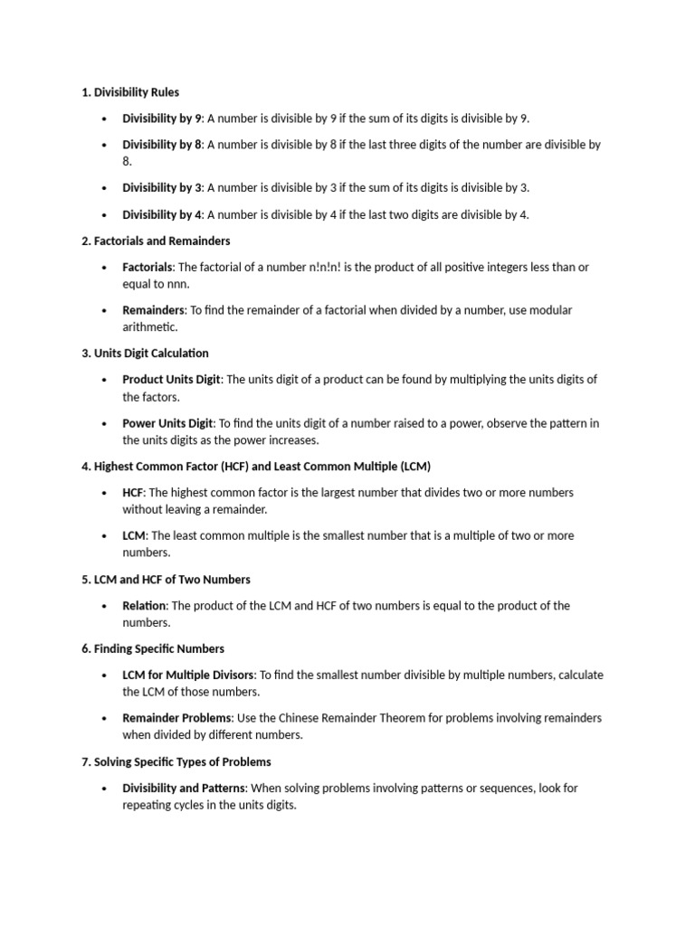 Essential Math Rules: Divisibility & Factors | PDF