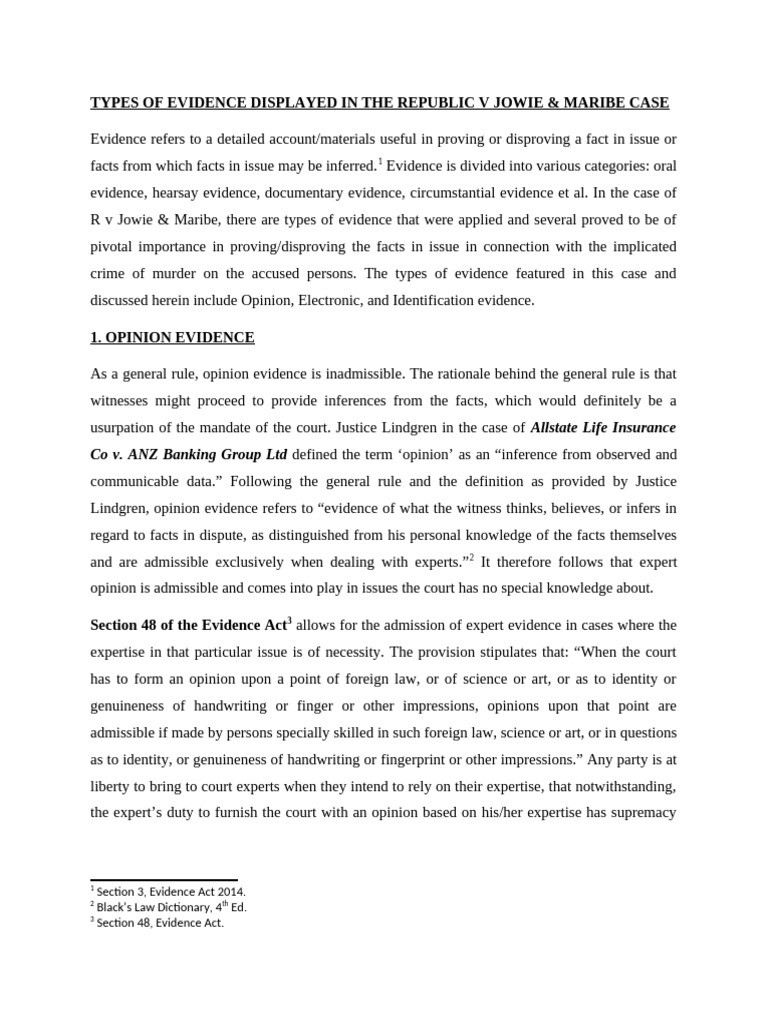 Evidence Types in Jowie & Maribe Case PDF Witness Evidence
