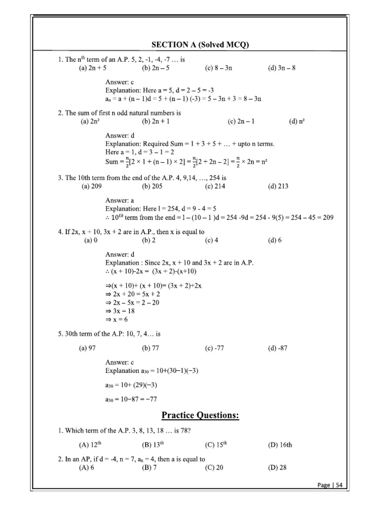 Arithmetic Progressions Pdf