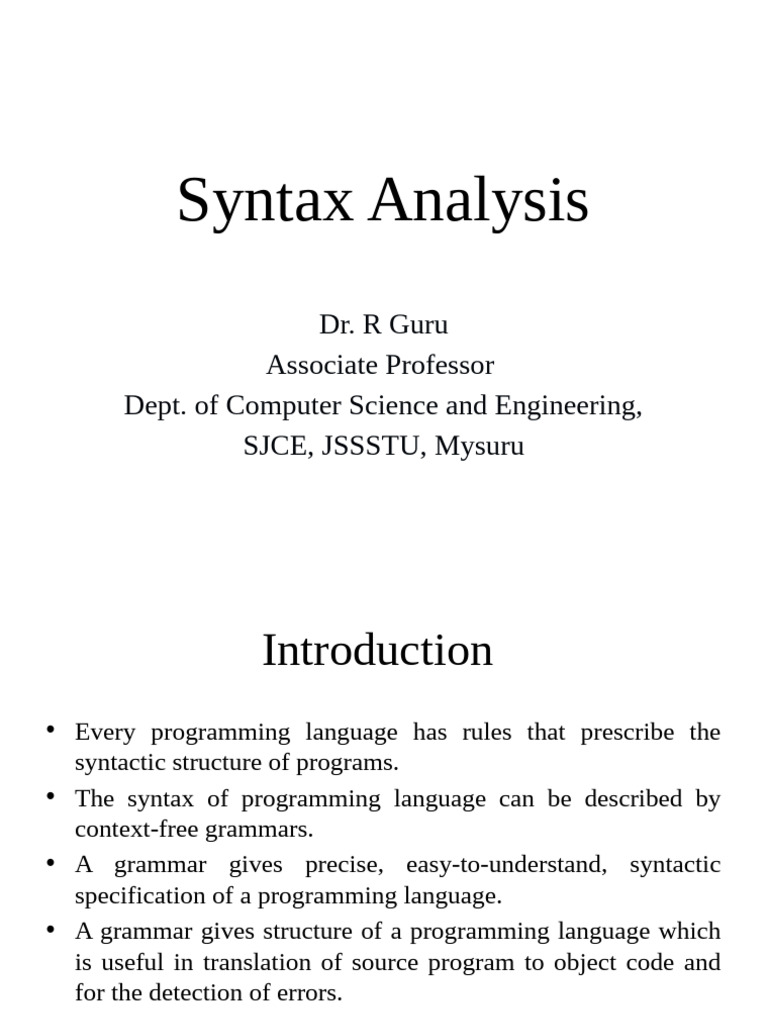 Syntax Analysis I 2024 | PDF | Parsing | Linguistics