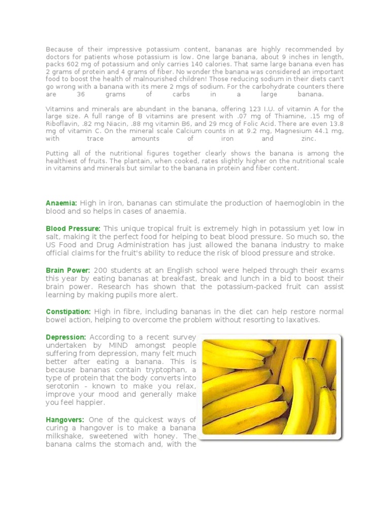 Nutritional Benefits of Bananas | PDF | Banana | Nutrition