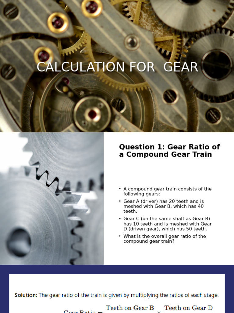 Compound Gear Train Calculations Guide | PDF