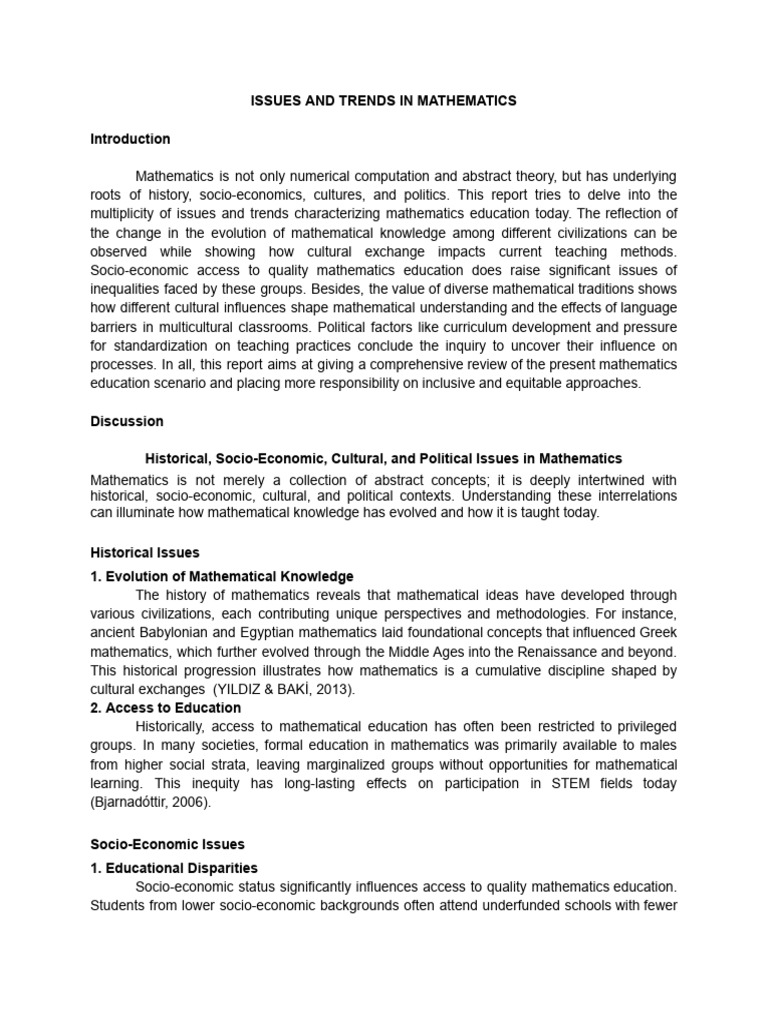 Trends in Mathematics Education Issues | PDF | Mathematics | Project ...