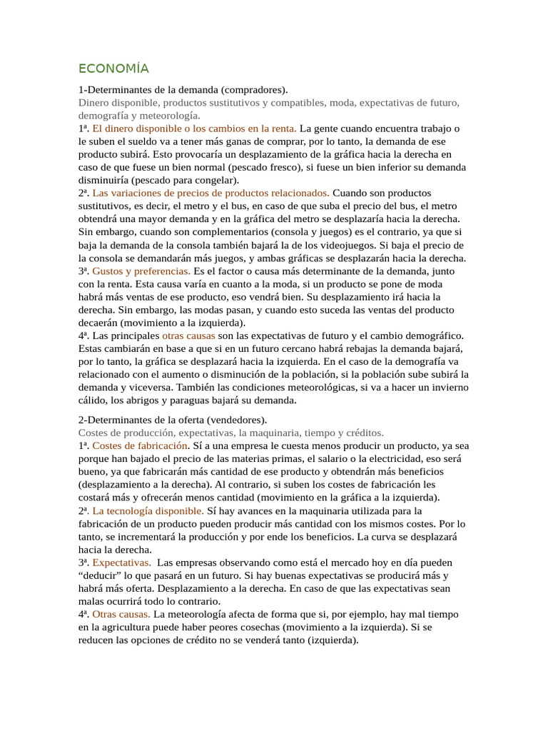 Determinantes de la Demanda y Oferta Económica | PDF | Mercado ...