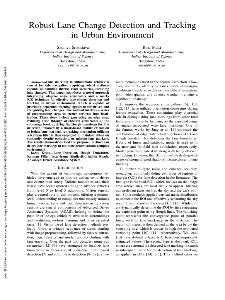 Urban Lane Change Detection Method | PDF | Kalman Filter