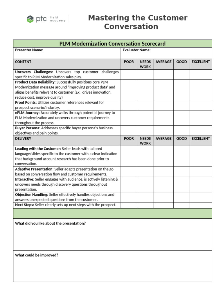PLM Modernization Conversation Scorecard | PDF