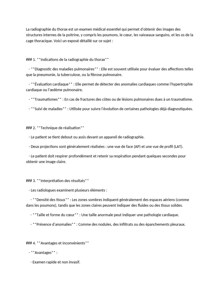 Radiographie du thorax : Guide complet | PDF | Radiographie | Radiologie