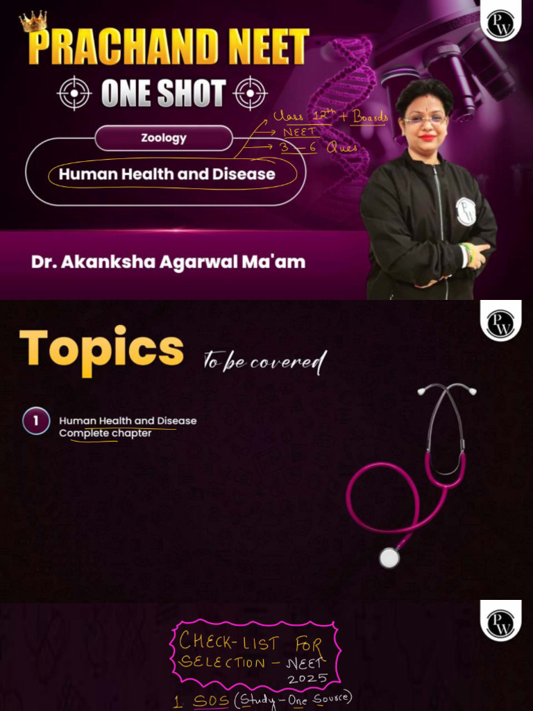 Human Health and Diseases (One Shot) - Class Notes - Prachand NEET 2025 ...
