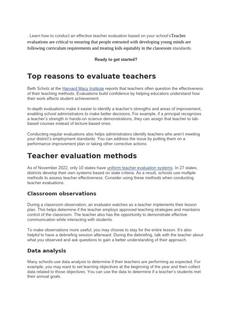 Learn How To Conduct An Effective Teacher Evaluation Based On Your ...