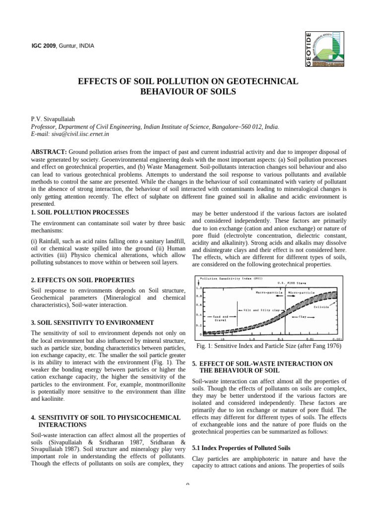 Soil Pollution Effects on Geotechnical Properties | PDF | Soil | Clay