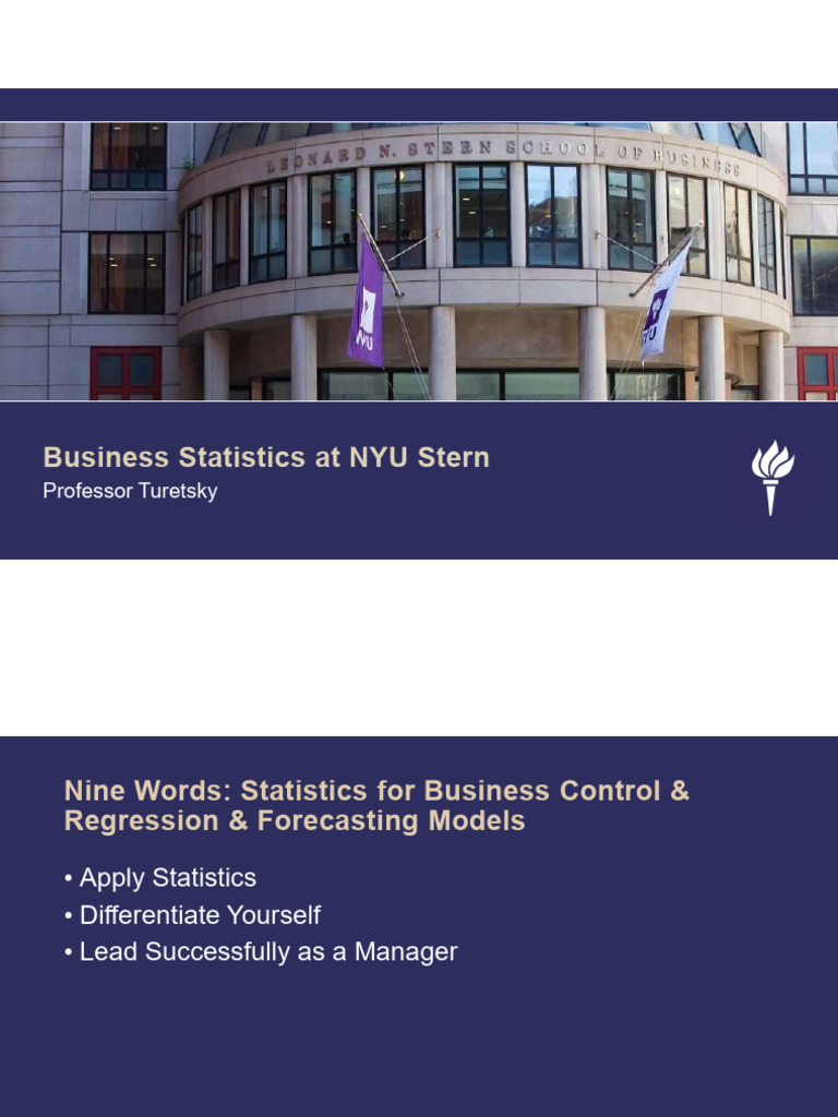 Business Statistics Course at NYU Stern | PDF