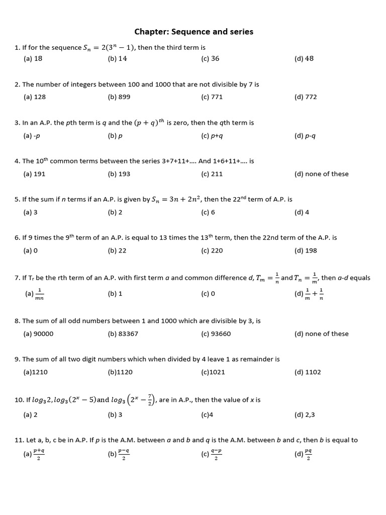 Chapter - Sequence and Series | PDF | Mathematical Analysis | Mathematics