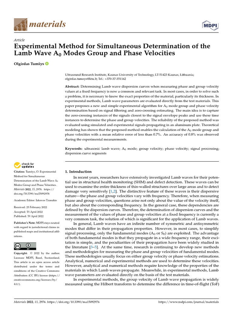 Lamb Wave Experimental Study | PDF | Waves | Dispersion (Optics)