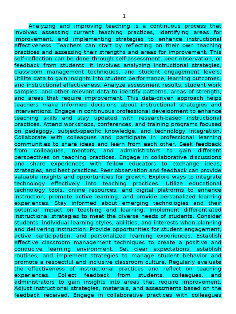 Analyzing and Improving Teaching | PDF | Teachers | Learning