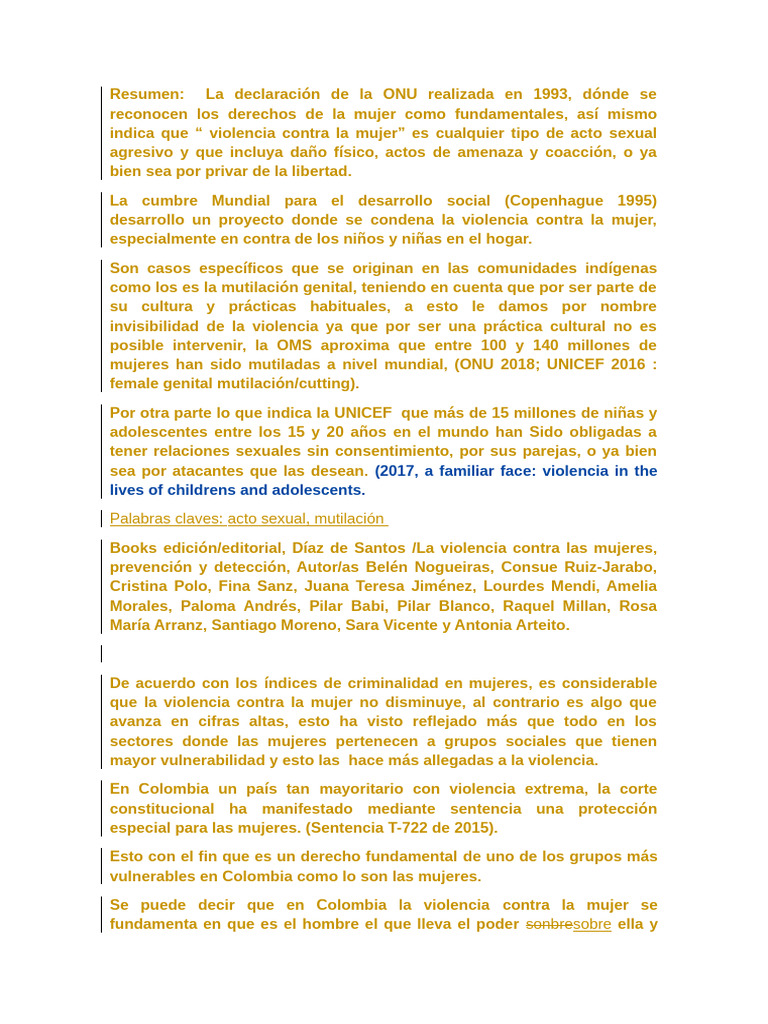 Violencia y Derechos de la Mujer | PDF | La violencia contra las ...