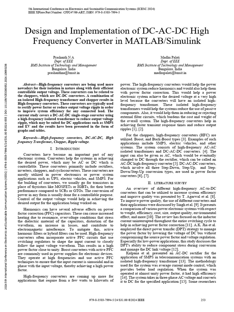 High-Frequency DC-AC-DC Converter Design | PDF | Power Inverter | Power ...
