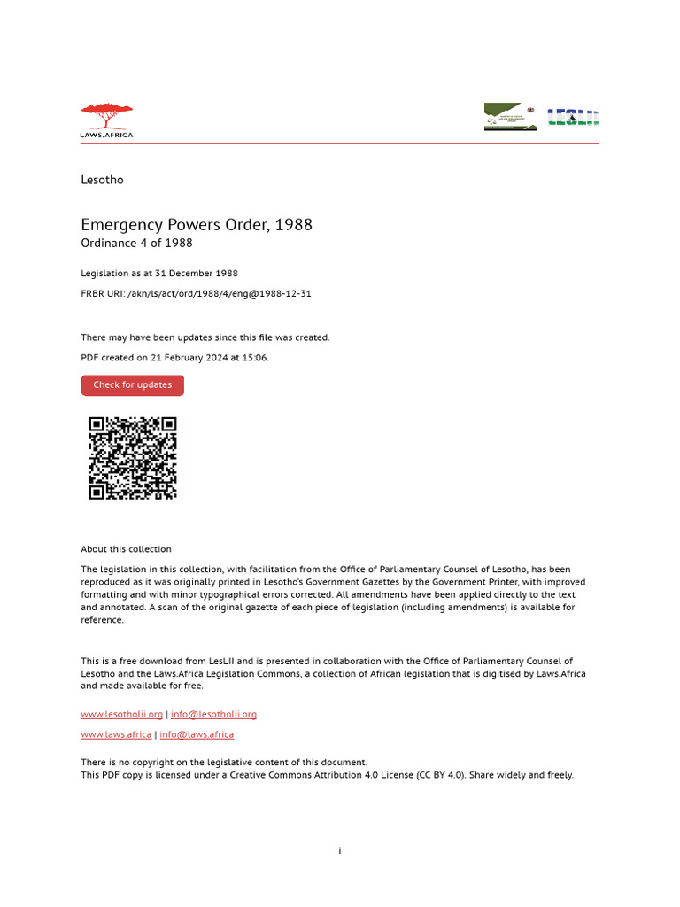 Emergency Powers Order 1988 | PDF | State Of Emergency | Legal Documents