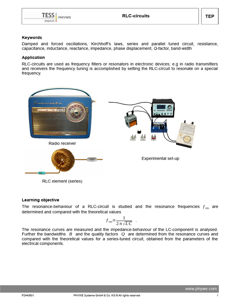 17.2 RLC Circuit Experiment | PDF | Physical Quantities | Quantity