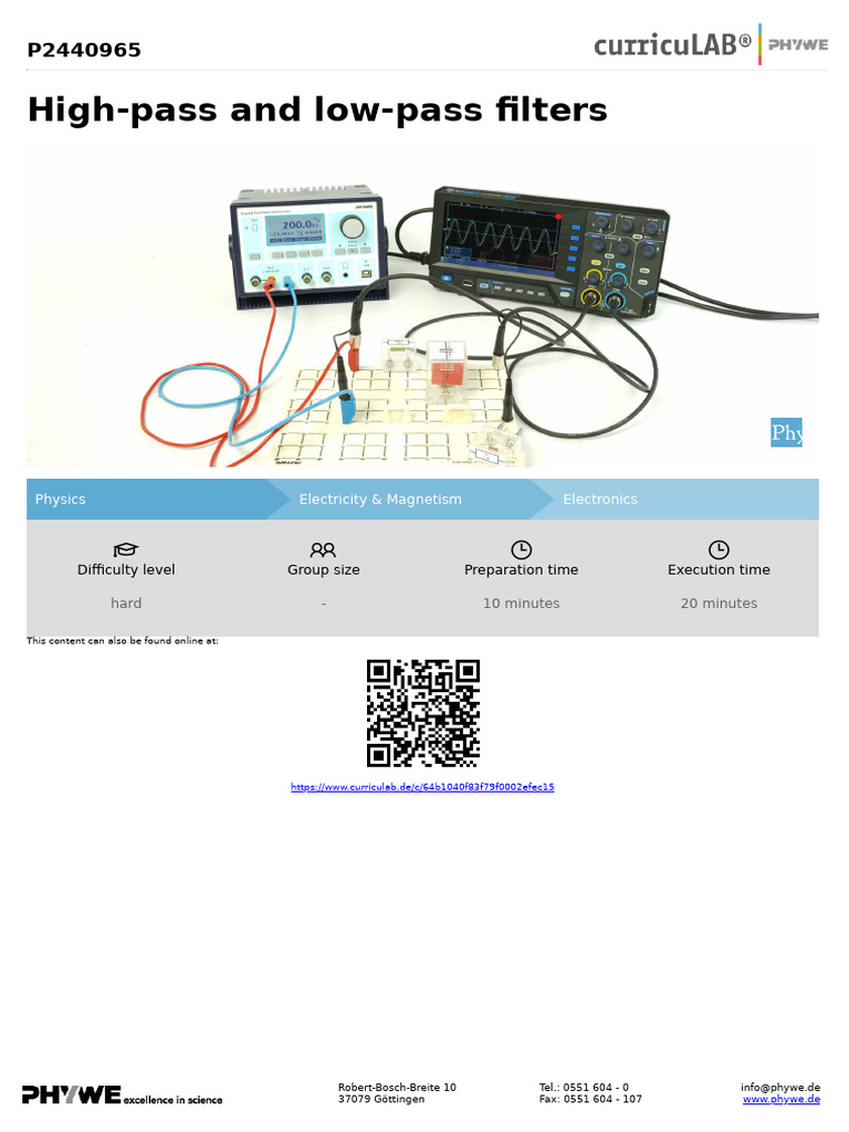 High-Pass and Low-Pass Filter Experiment | PDF | Low Pass Filter ...