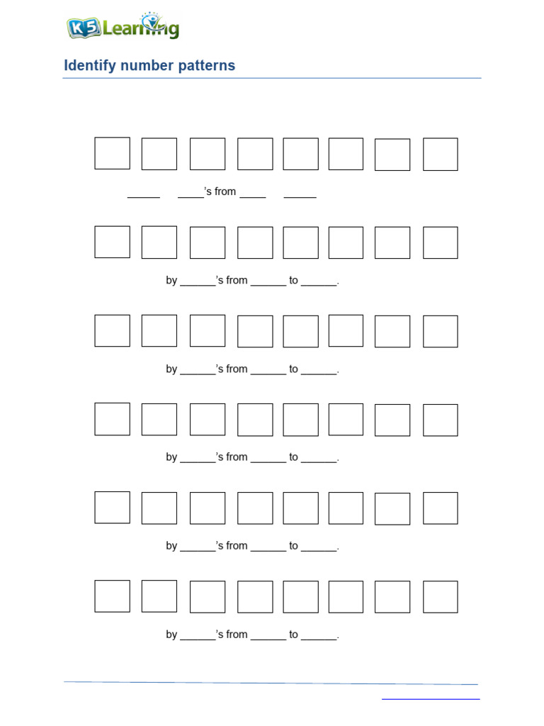 Grade 1 Number Patterns Worksheet | PDF