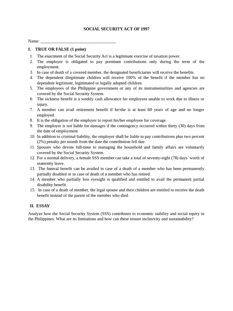 Social Security Act of 1997 Overview | PDF